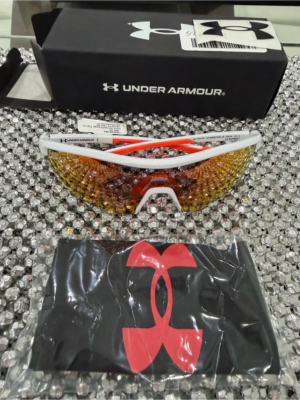 Under Armour White Frame Amber/Gold Mirror Sports Sunglasses